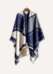 Ladies geometric poncho in cashmere-like fabric | Céléstia