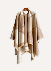 Ladies geometric poncho in cashmere-like fabric | Céléstia